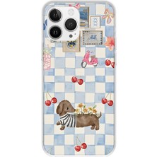 MONOFLEX iPhone 12 Pro Max Uyumlu Sosis Köpek ve Kiraz Desenli Şeffaf Telefon Kılıfı