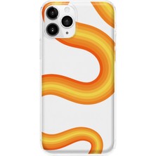 MONOFLEX iPhone 11 Pro Uyumlu Turuncu Dalga Desenli Şeffaf Telefon Kılıfı