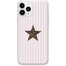 MONOFLEX iPhone 11 Pro Uyumlu Çizgili Leopar Yıldız Desenli Şeffaf Telefon Kılıfı