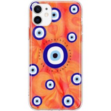 MONOFLEX iPhone 12 Mini Uyumlu Nazar Boncuğu Desenli Şeffaf Telefon Kılıfı