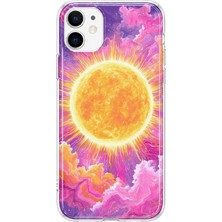 MONOFLEX iPhone 12/12 Pro Uyumlu Galaksi Güneş Desenli Şeffaf Telefon Kılıfı