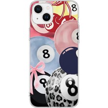 MONOFLEX iPhone 13 Mini Uyumlu Bilardo Topları Desenli Şeffaf Telefon Kılıfı