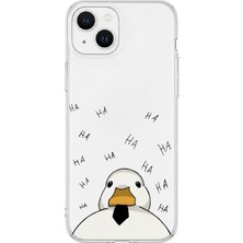 MONOFLEX iPhone 15 Uyumlu Kravatlı Sevimli Ördek Desenli Şeffaf Telefon Kılıfı