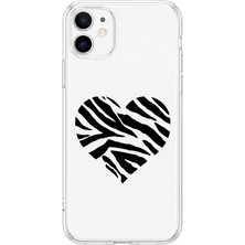 MONOFLEX iPhone 12/12 Pro Uyumlu Kalp Desenli Şeffaf Telefon Kılıfı