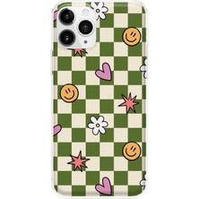 MONOFLEX iPhone 11 Pro Uyumlu Dama Kalp ve Papatya Desenli Şeffaf Telefon Kılıfı