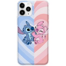 MONOFLEX iPhone 11 Pro Max Uyumlu Angel ve Stitch Desenli Şeffaf Telefon Kılıfı
