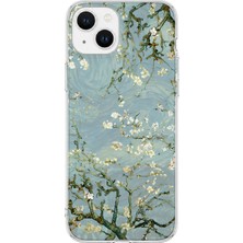 MONOFLEX iPhone 13 Uyumlu Van Gogh Badem Çiçeği Dalları Desenli Şeffaf Telefon Kılıfı