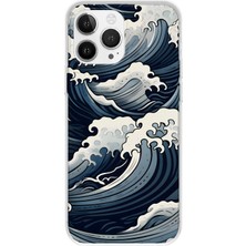 MONOFLEX iPhone 12 Pro Max Uyumlu Japon Deniz Dalgası Desenli Şeffaf Telefon Kılıfı