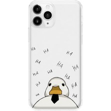 MONOFLEX iPhone 11 Pro Max Uyumlu Kravatlı Sevimli Ördek Desenli Şeffaf Telefon Kılıfı