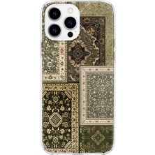 MONOFLEX iPhone 16 Pro Uyumlu Vintage Halı Deseni Desenli Şeffaf Telefon Kılıfı