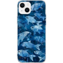 MONOFLEX iPhone 15 Plus Uyumlu Balık Sürüsü Desenli Şeffaf Telefon Kılıfı