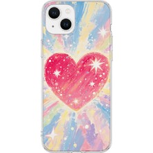 MONOFLEX iPhone 15 Plus Uyumlu Kalp Desenli Şeffaf Telefon Kılıfı