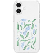 MONOFLEX iPhone 16 Uyumlu Çiçek Desenli Şeffaf Telefon Kılıfı