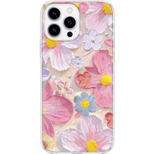 MONOFLEX iPhone 16 Pro Max Uyumlu Pastel Çiçekler Desenli Şeffaf Telefon Kılıfı