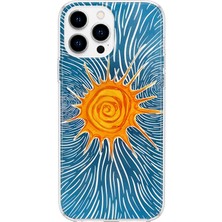 MONOFLEX iPhone 14 Pro Uyumlu Güneş Çizim Desenli Şeffaf Telefon Kılıfı