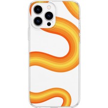 MONOFLEX iPhone 16 Pro Max Uyumlu Turuncu Dalga Desenli Şeffaf Telefon Kılıfı