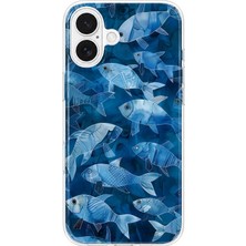 MONOFLEX iPhone 17 Uyumlu Balık Sürüsü Desenli Şeffaf Telefon Kılıfı