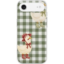 MONOFLEX iPhone 17 Air Uyumlu Çizmeli Kaz Ikilisi Desenli Şeffaf Telefon Kılıfı