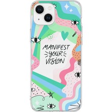 MONOFLEX iPhone 15 Plus Uyumlu Manifest Your Vision Desenli Şeffaf Telefon Kılıfı