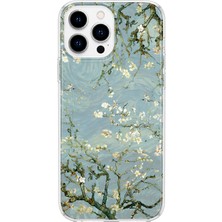 MONOFLEX iPhone 15 Pro Max Uyumlu Van Gogh Badem Çiçeği Dalları Desenli Şeffaf Telefon Kılıfı