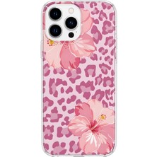 MONOFLEX iPhone 16 Pro Max Uyumlu  Leopar Amber Çiçeği Desenli Şeffaf Telefon Kılıfı