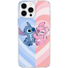 MONOFLEX iPhone 14 Pro Uyumlu Angel ve Stitch Desenli Şeffaf Telefon Kılıfı