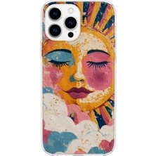 MONOFLEX iPhone 16 Pro Max Uyumlu Pastel Yağlı Boya Güneş Yüzü Desenli Şeffaf Telefon Kılıfı