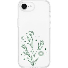 MONOFLEX iPhone 17E Uyumlu Minimal Çiçek Desenli Şeffaf Telefon Kılıfı