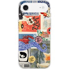 MONOFLEX iPhone 17 Air Uyumlu Retro Pop Art Dergi Kolaj Desenli Şeffaf Telefon Kılıfı