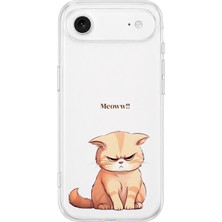 MONOFLEX iPhone 17 Air Uyumlu Somurtkan Turuncu Kedi Desenli Şeffaf Telefon Kılıfı
