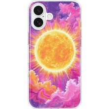 MONOFLEX iPhone 17 Uyumlu Galaksi Güneş Desenli Şeffaf Telefon Kılıfı