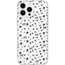 MONOFLEX iPhone 16 Pro Max Uyumlu Fiyonklar ve Çiçekler Desenli Şeffaf Telefon Kılıfı