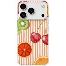 MONOFLEX iPhone 17 Pro Max Uyumlu Tropikal Meyveler Desenli Şeffaf Telefon Kılıfı