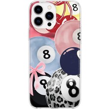 MONOFLEX iPhone 15 Pro Max Uyumlu Bilardo Topları Desenli Şeffaf Telefon Kılıfı