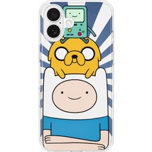 MONOFLEX iPhone 16 Plus Uyumlu Adventure Time Desenli Şeffaf Telefon Kılıfı