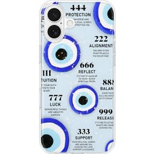 MONOFLEX iPhone 16 Uyumlu Nazar Melek Sayıları Desenli Şeffaf Telefon Kılıfı