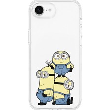 MONOFLEX iPhone 17E Uyumlu Minions Desenli Şeffaf Telefon Kılıfı