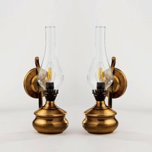 Tel Lighting 2 Adet Tombak Gaz Duvar Lambası Seti, Iki Parçalı Elektrikli Duvar Lambası