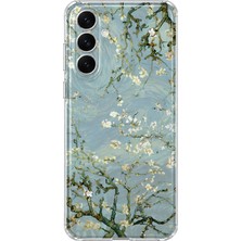 MONOFLEX Samsung Galaxy A14 Uyumlu Van Gogh Badem Çiçeği Dalları Desenli Şeffaf Telefon Kılıfı