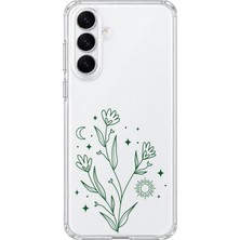 MONOFLEX Samsung Galaxy A35 Uyumlu Minimal Çiçek Desenli Şeffaf Telefon Kılıfı