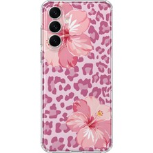 MONOFLEX Samsung Galaxy A14 Uyumlu  Leopar Amber Çiçeği Desenli Şeffaf Telefon Kılıfı