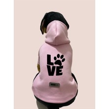 Kapişonlu Sweatshirt Köpek ve Kedi Kıyafeti - Pembe Love S Beden