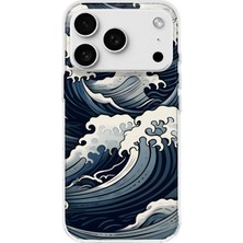 MONOFLEX iPhone 17 Pro Uyumlu Japon Deniz Dalgası Desenli Şeffaf Telefon Kılıfı