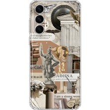 MONOFLEX Samsung Galaxy A16 Uyumlu Antik Yunan Heykel ve Sütun Kolaj Desenli Şeffaf Telefon Kılıfı