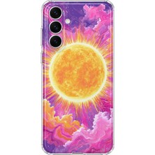 MONOFLEX Samsung Galaxy S23 Fe Uyumlu Galaksi Güneş Desenli Şeffaf Telefon Kılıfı