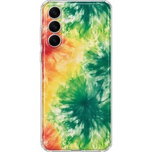 MONOFLEX Samsung Galaxy A05S Uyumlu Yeşil Turuncu Batik Desenli Şeffaf Telefon Kılıfı