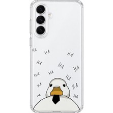 MONOFLEX Samsung Galaxy S23 Fe Uyumlu Kravatlı Sevimli Ördek Desenli Şeffaf Telefon Kılıfı