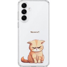 MONOFLEX Samsung Galaxy A37 Uyumlu Somurtkan Turuncu Kedi Desenli Şeffaf Telefon Kılıfı