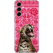 MONOFLEX Samsung Galaxy A34 Uyumlu Leopar Desenli Şeffaf Telefon Kılıfı