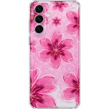 MONOFLEX Samsung Galaxy A35 Uyumlu Sakura Kiraz Çiçeği Desenli Şeffaf Telefon Kılıfı